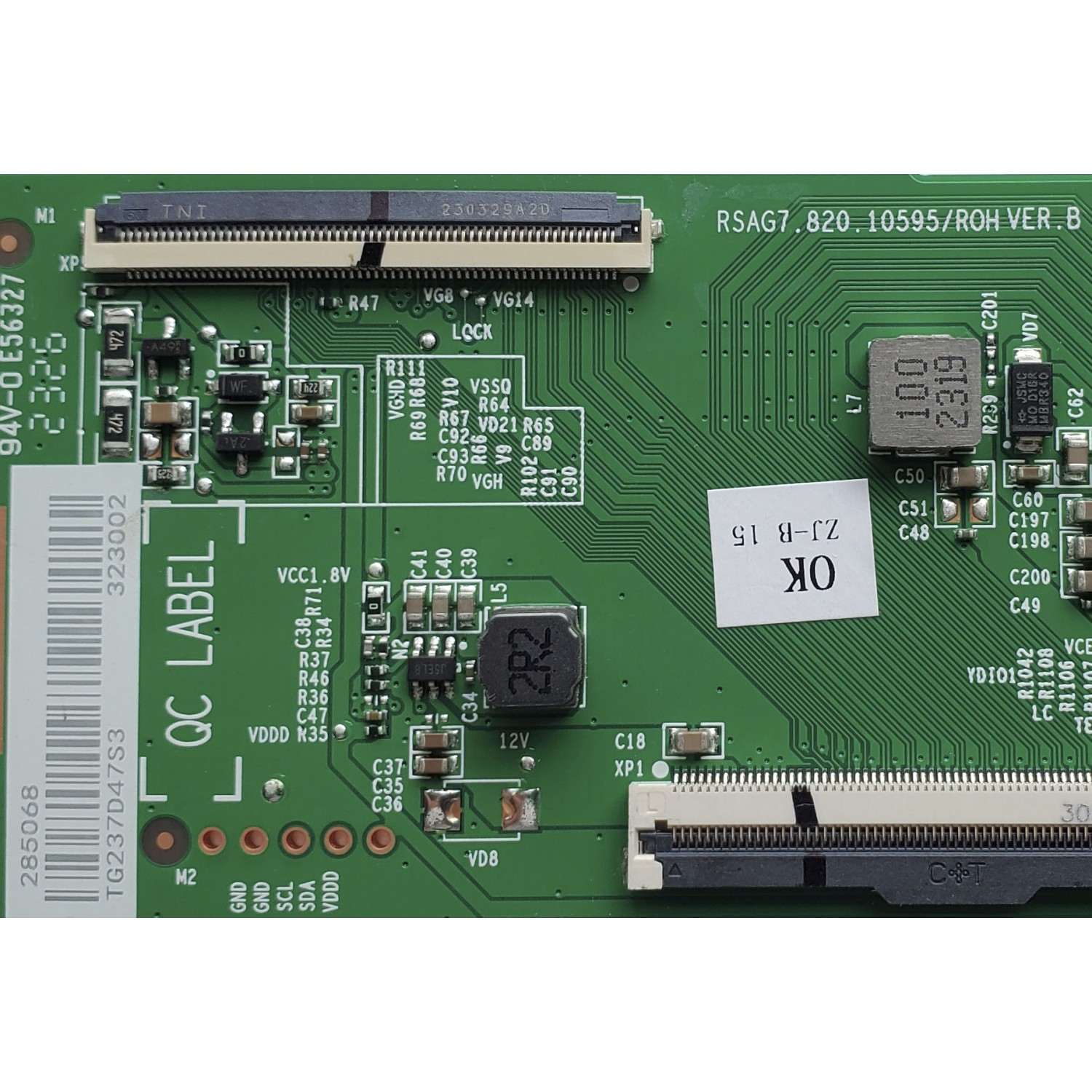 T-CON ORIGINAL PARA TV HISENSE / NUMERO DE PARTE 285068 / RSAG7.820.10595/ROH VER.B / 323002 / PANEL HD425Y1U51-T0L2 / DISPLAY T430QVN03.7 / MODELO 43R6E4 / 43A6KV - Imagen 2